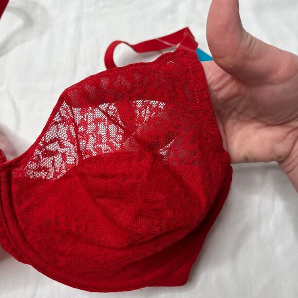 Natori Pretty Smooth Seamless Samba Red Lace Underwire Bra 30DDD - Picture 3 of 8